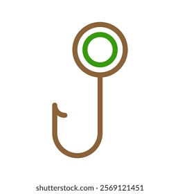 Fishing hook icon. Concept of fishing, bait, and catch.