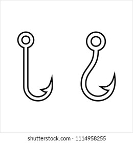 Fishing Hook Icon Design Set Vector Art Illustration