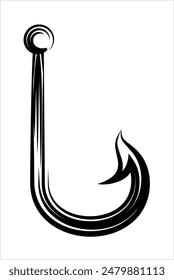 Fishing Hook Icon, Fishhook Icon, Fish Catching Tool, Adventure Sport Icon Vector Art Illustration