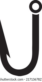 Fishing hook icon flat. Black pictogram on white background..eps
