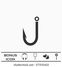 Fishing Hook Icon Flat Black Pictogram Stock Vector (Royalty Free ...