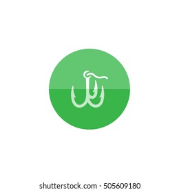 Fishing hook icon in flat color circle style. Sport leisure water sea fisherman