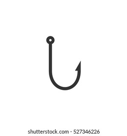 Fishing hook icon flat. Illustration isolated vector sign symbol