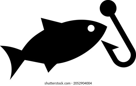 Fishing hook icon with flat style. Isolated vector fishing hook icon illustrations, simple style.