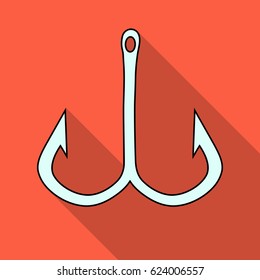 Fishing hook icon in flat style isolated on white background. Fishing symbol stock vector illustration.