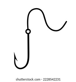 Fishing hook icon with line on white background. Great for angler logos and web logos. Vector illustration