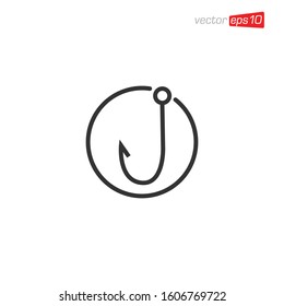 Fishing Hook Icon Logo Design