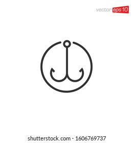 Fishing Hook Icon Logo Design