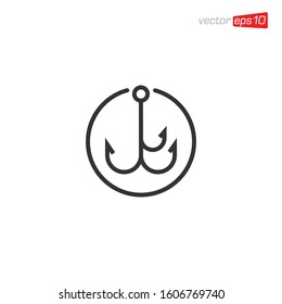 Fishing Hook Icon Logo Design