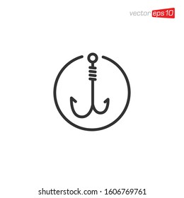 Fishing Hook Icon Logo Design