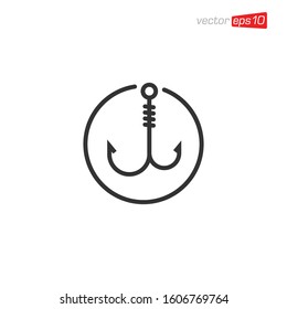 Fishing Hook Icon Logo Design