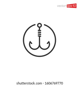 Fishing Hook Icon Logo Design