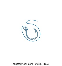 Fishing hook icon logo design illustration template