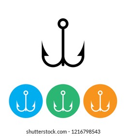 Fishing hook icon in modern flat design isolated on white background, angling vector illustration for web site or mobile app