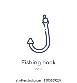 fishing hook icon from nautical outline collection. Thin line fishing hook icon isolated on white background.
