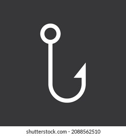 Fishing hook icon on grey background