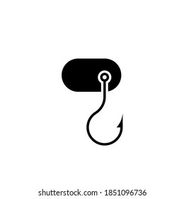 Fishing Hook Icon on white. Design Vector Art Illustration