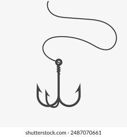 Fishing hook icon. Professional hobby, catch fish