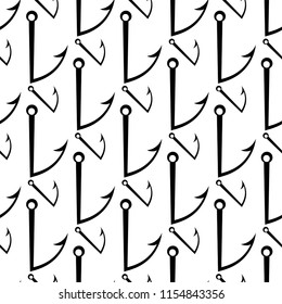 Fishing Hook Icon Seamless Pattern Vector Art Illustration