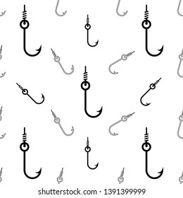 Fishing Hook Icon Seamless Pattern Vector Art Illustration