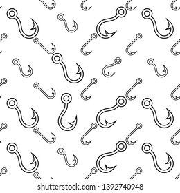 Fishing Hook Icon Seamless Pattern Vector Art Illustration
