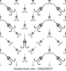 Fishing Hook Icon Seamless Pattern Vector Art Illustration