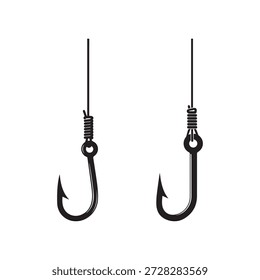 Pesca gancho ícone definir gancho silhueta vetor