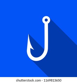 Fishing hook icon with shadow , vector sign design