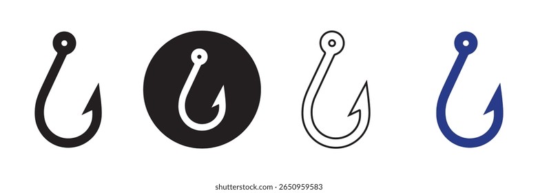 Fishing hook icon. Hook silhouette icon