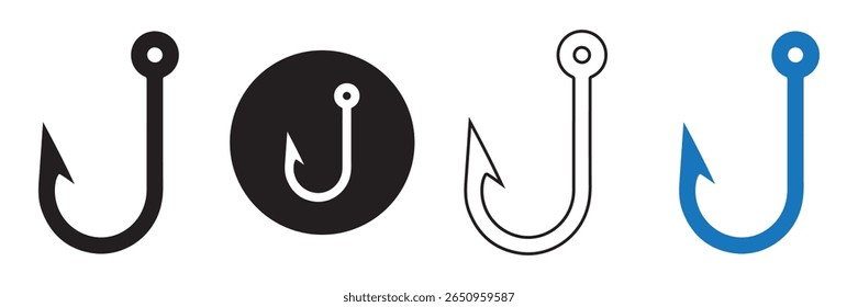 Fishing hook icon. Hook silhouette icon