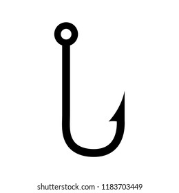 Fishing hook icon, silhouette, logo on white background