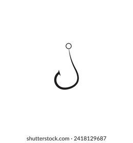 Fishing hook icon, silhouette, logo on white background