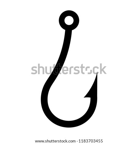 Fishing hook icon, silhouette, logo on white background