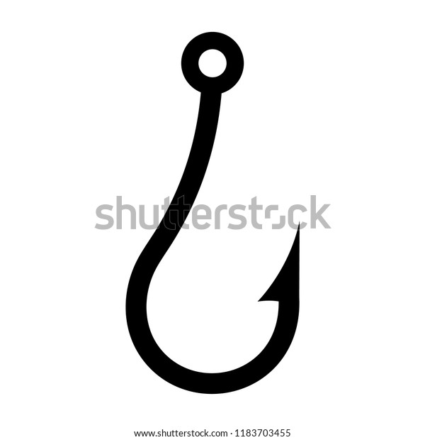 Fishing\
hook icon, silhouette, logo on white\
background