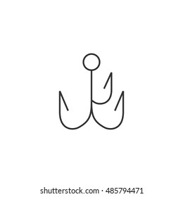 Fishing hook icon in thin outline style. Sport leisure water sea fisherman
