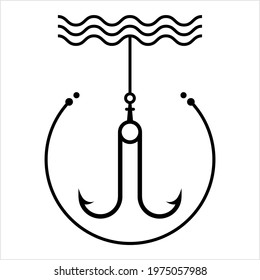 Icono de anzuelo de pesca Ilustración de arte vectorial
