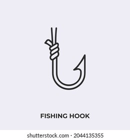 fishing hook icon vector. Linear style sign for mobile concept and web design. fishing hook symbol illustration. Pixel vector graphics - Vector.
