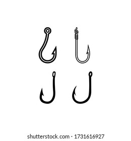 Fishing hook icon vector logo collection