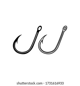 Fishing hook icon vector logo collection