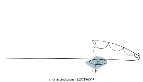 Fishing hook icon vector logo collection. Continuous one line drawing fisherman. Single line draw design vector illustration