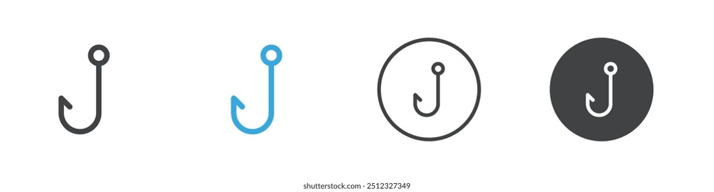 Fishing hook icon Vector logo outline