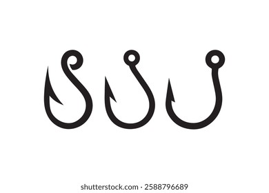 fishing hook icon vector silhouette isolated in white background