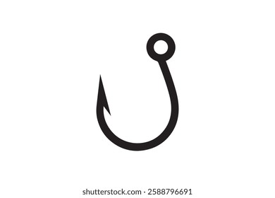 fishing hook icon vector silhouette isolated in white background