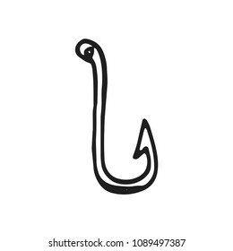 Fishing hook icon vector sketch isolated on white background.
