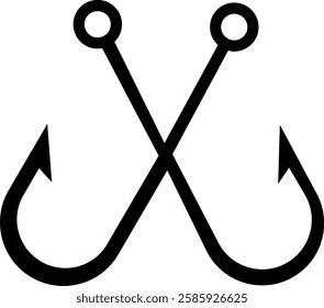 fishing hook icon.Hook of different shapes for fish on a white background.Design element for poster, card, banner,emblem, sign. Vector illustration.