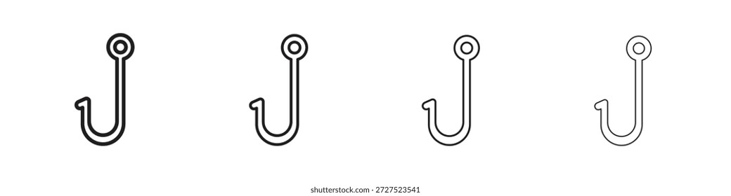 Iconos del gancho de pesca para el concepto móvil y el color del Diseño web editables