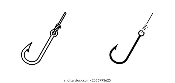 Fishing Hook icons in outline and fill. vector illustration for ui.