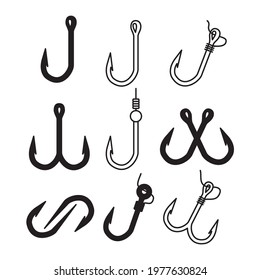 fishing hook icons set. fishing hook pack symbol vector elements for infographic web.