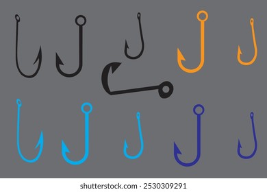 Fishing hook isolated on a white background. Color line art. Modern design. Vector illustration.