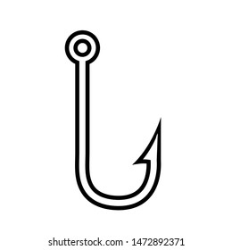 Fishing hook line icon, logo isolated on white background